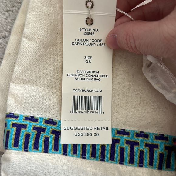 NWT - Tory Burch Robinson Convertible Shoulder Bag Dark Peony 28846 - Picture 10 of 10